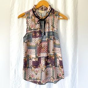 Modcloth Patchwork Floral Sleeveless Blouse (M)
